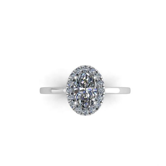 Anello di fidanzamento Halo con diamante ovale, Immagine 1