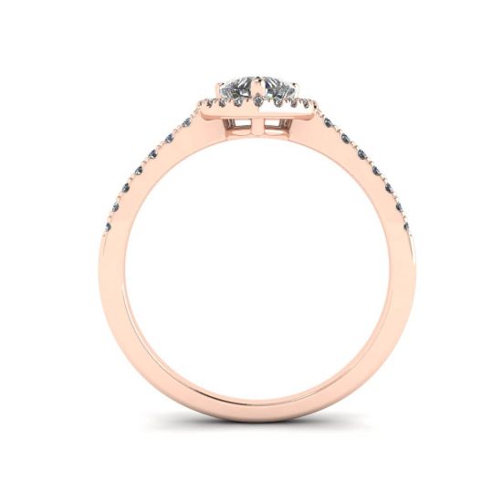 Anello di fidanzamento Halo con diamanti a cuore in oro rosa, More Image 0