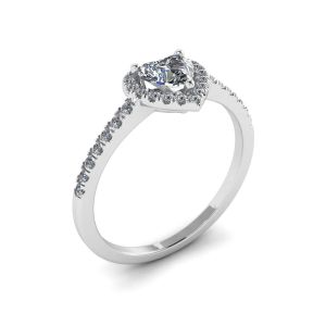 Cuore Diamante Halo Halo Anello di fidanzamento - Foto 3