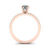 Classico anello con diamanti rotondi con sottile pavé laterale in oro rosa, Immagine 2