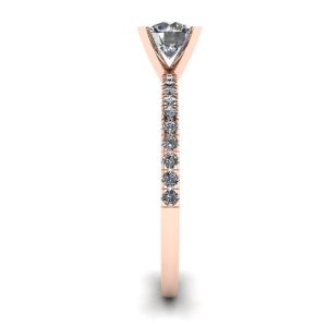 Classico anello con diamanti rotondi con sottile pavé laterale in oro rosa - Foto 2