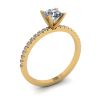 Classico anello con diamanti rotondi e sottile pavé laterale in oro giallo, Immagine 4