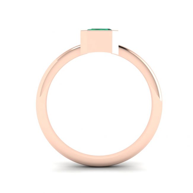 Elegante anello quadrato con smeraldi in oro rosa 18 carati - Foto 1