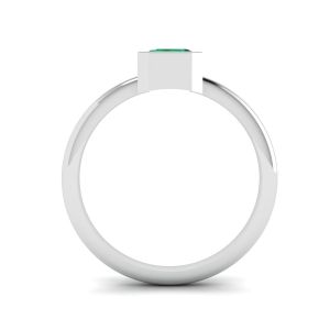 Elegante anello quadrato con smeraldi in oro bianco 18 carati - Foto 1