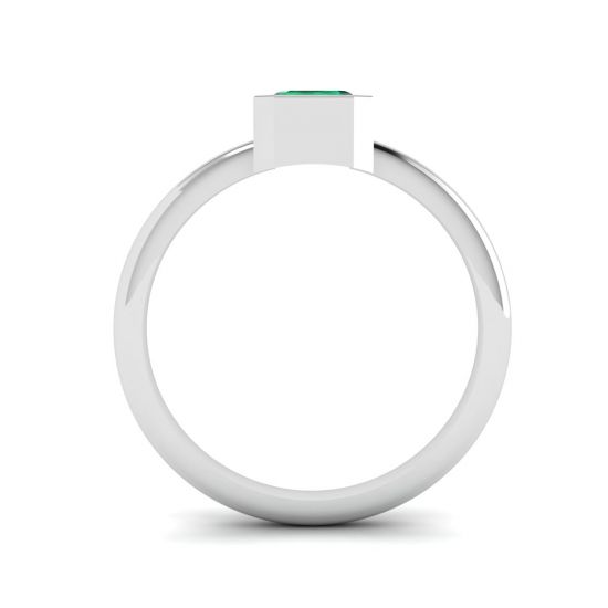 Elegante anello quadrato con smeraldi in oro bianco 18 carati, More Image 0