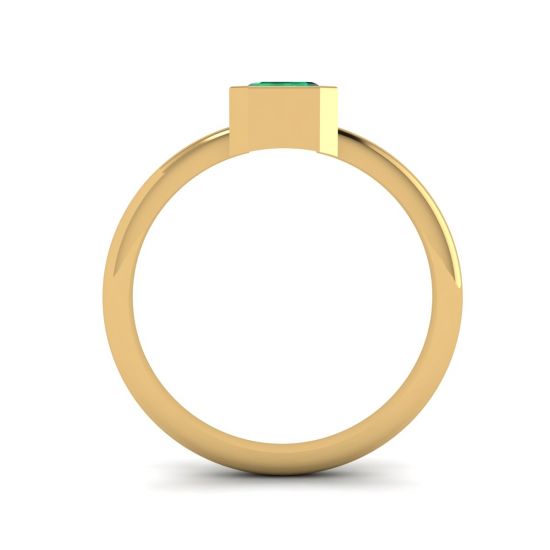 Elegante anello quadrato con smeraldi in oro giallo 18 carati, More Image 0