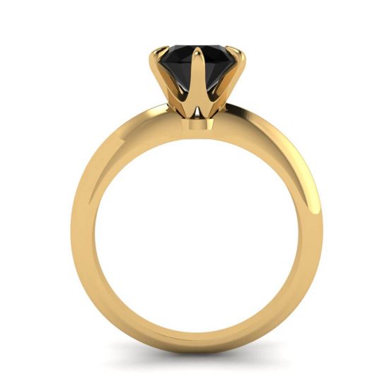 Anello di fidanzamento in oro giallo con diamante nero da 1 carato,  Ingrandisci immagine 2