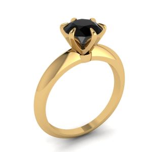 Anello di fidanzamento in oro giallo con diamante nero da 1 carato - Foto 3