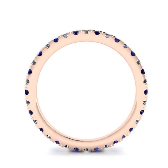 Riviera pavé zaffiro e diamanti Eternity anello in oro rosa,  Ingrandisci immagine 2