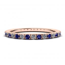 Riviera pavé zaffiro e diamanti Eternity anello in oro rosa