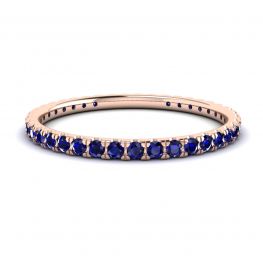 Anello Eternity con pavé di zaffiro Riviera in oro rosa