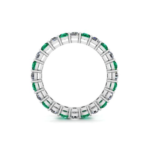 Classico anello Eternity con smeraldi e diamanti da 3 mm, More Image 0
