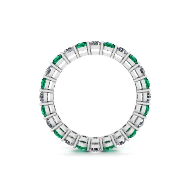 Classico anello Eternity con smeraldi e diamanti da 3 mm - Foto 1