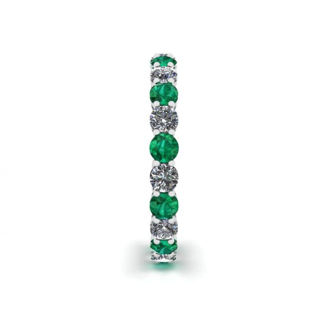 Classico anello Eternity con smeraldi e diamanti da 3 mm - Foto 2