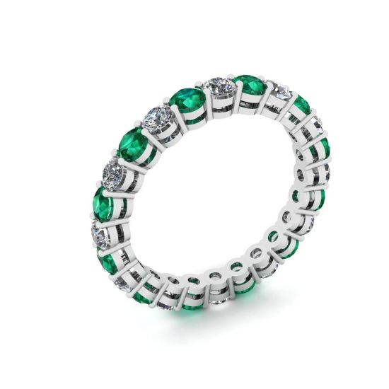 Classico anello Eternity con smeraldi e diamanti da 3 mm,  Ingrandisci immagine 4
