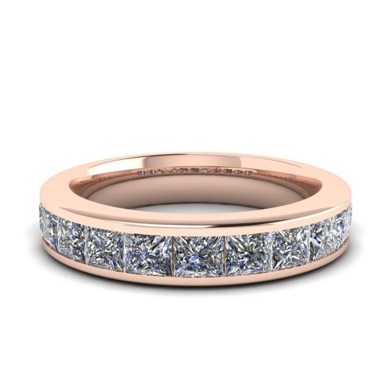 Anello Eternity con diamanti taglio Princess in oro rosa, Ingrandisci immagine 1
