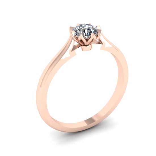 Anello di fidanzamento con diamante di loto in oro rosa,  Ingrandisci immagine 4