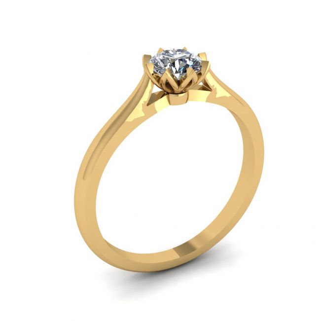 Anello di fidanzamento con diamante di loto in oro giallo - Foto 3