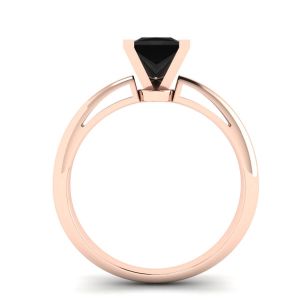 Anello quadrato con diamanti neri in oro rosa - Foto 1