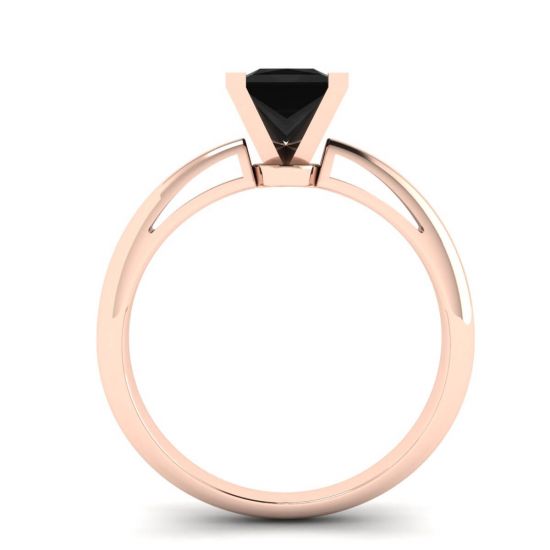 Anello quadrato con diamanti neri in oro rosa, More Image 0