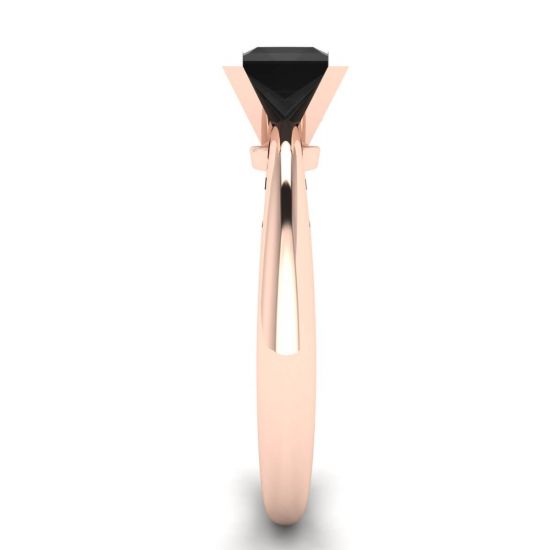 Anello quadrato con diamanti neri in oro rosa, More Image 1