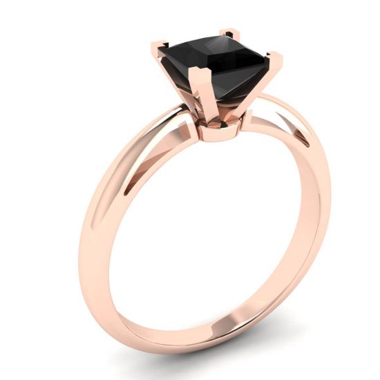Anello quadrato con diamanti neri in oro rosa,  Ingrandisci immagine 4