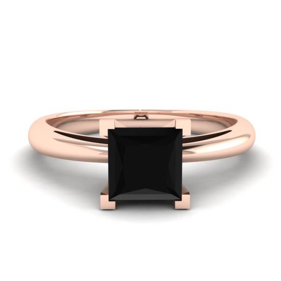 Anello quadrato con diamanti neri in oro rosa, Immagine 1