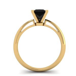 Anello quadrato con diamanti neri in oro giallo - Foto 1