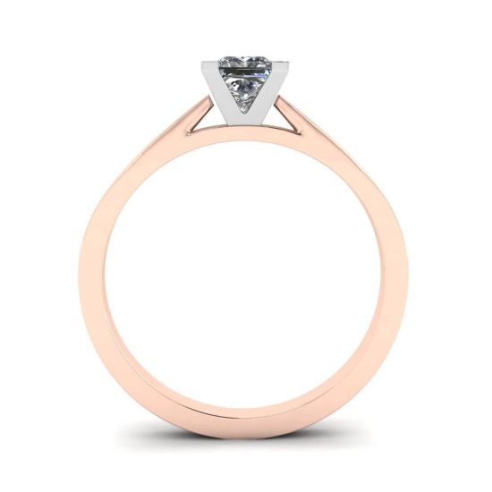 Anello quadrato con diamanti in oro bianco e rosa, More Image 0