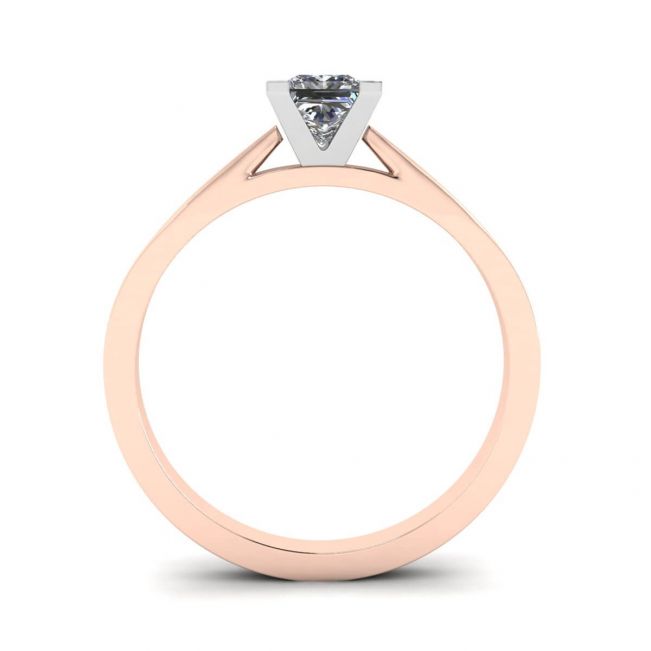 Anello quadrato con diamanti in oro bianco e rosa - Foto 1