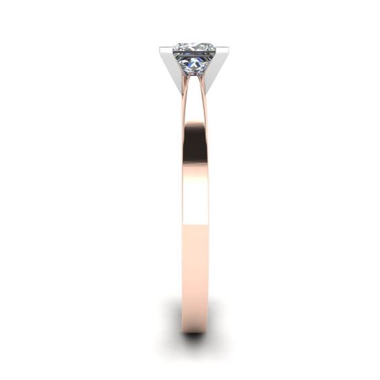 Anello quadrato con diamanti in oro bianco e rosa, More Image 1