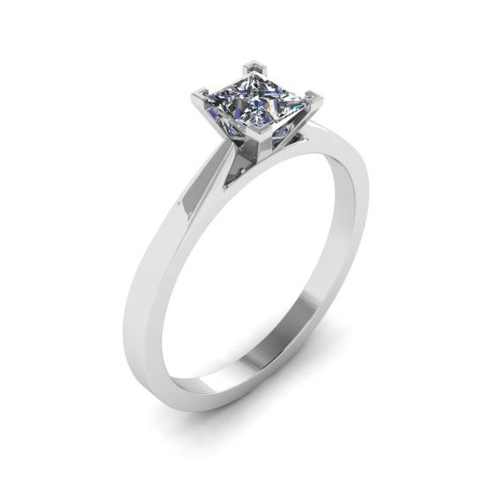 Anello con diamanti a taglio principessa in stile futuristico,  Ingrandisci immagine 4
