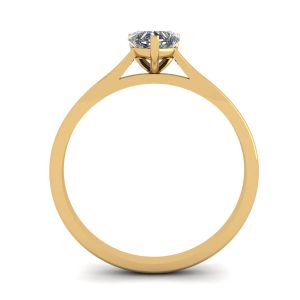Anello Piatto Semplice con Diamante a Cuore in Oro Giallo - Foto 1