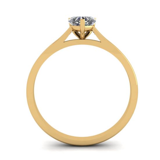 Anello Piatto Semplice con Diamante a Cuore in Oro Giallo,  Ingrandisci immagine 2