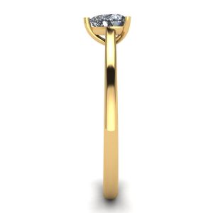 Anello Piatto Semplice con Diamante a Cuore in Oro Giallo - Foto 2