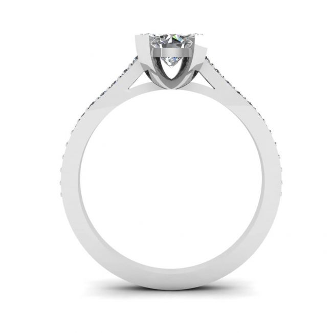 Anello di design con diamante tondo e pavé - Foto 1