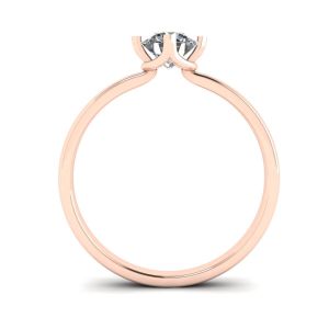 Anello con diamanti rotondi stile griffe invertite in oro rosa - Foto 1