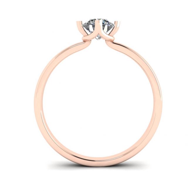 Anello con diamanti rotondi stile griffe invertite in oro rosa - Foto 1