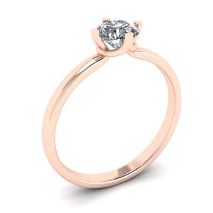 Anello con diamanti rotondi stile griffe invertite in oro rosa - Foto 3