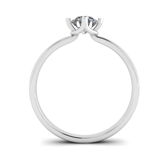 Anello con diamante tondo stile griffe invertite,  Ingrandisci immagine 4