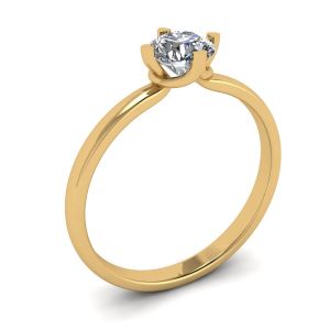 Anello con diamanti rotondi stile griffe invertite in oro giallo - Foto 3