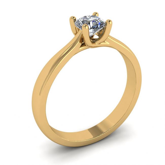 Anello a griffe incrociate con diamante tondo in oro giallo 18 carati - Foto 3