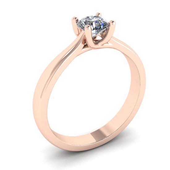 Anello a griffe incrociate con diamante tondo in oro rosa 18 carati,  Ingrandisci immagine 4