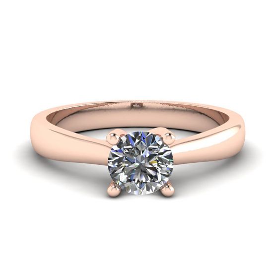 Anello a griffe incrociate con diamante tondo in oro rosa 18 carati, Immagine 1
