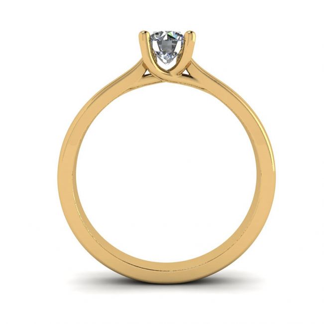 Anello a griffe incrociate con diamante tondo in oro giallo 18 carati - Foto 1