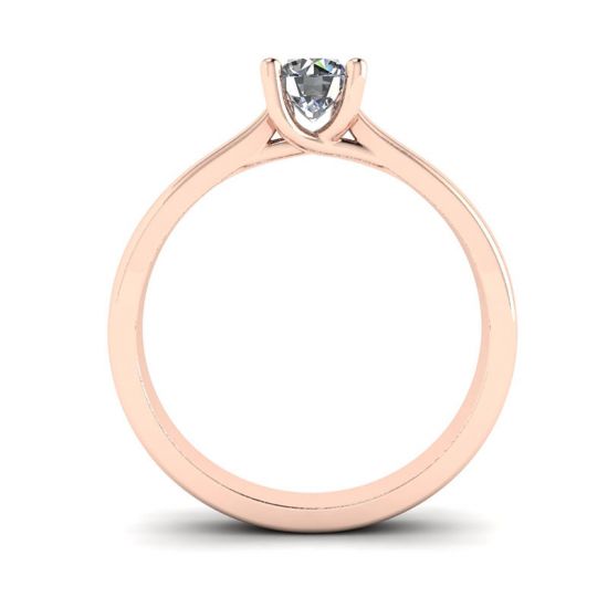Anello a griffe incrociate con diamante tondo in oro rosa 18 carati, More Image 0