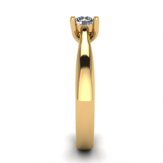 Anello a griffe incrociate con diamante tondo in oro giallo 18 carati - Foto 2