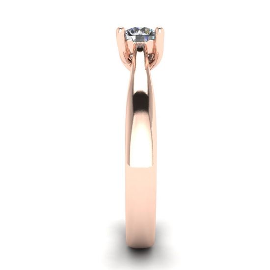 Anello a griffe incrociate con diamante tondo in oro rosa 18 carati, More Image 1
