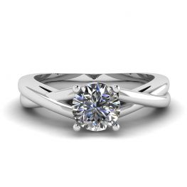 Anello a croce X con diamante tondo
