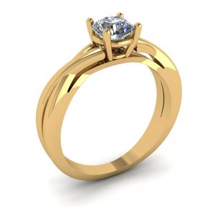 Anello Croce X con Diamante Tondo in Oro Giallo - Foto 3